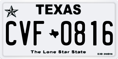 TX license plate CVF0816