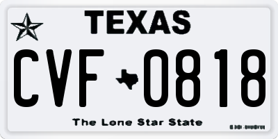 TX license plate CVF0818