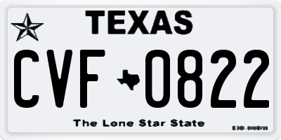 TX license plate CVF0822