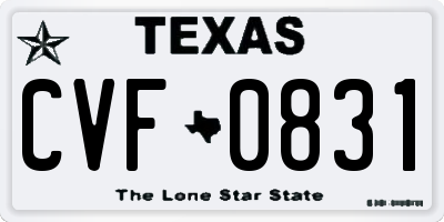 TX license plate CVF0831