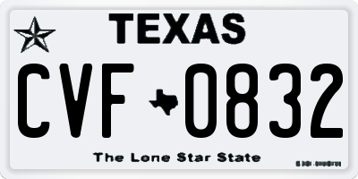 TX license plate CVF0832