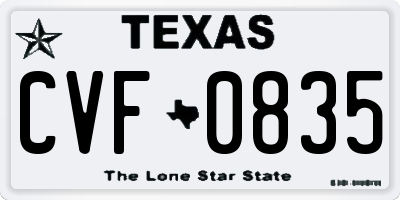 TX license plate CVF0835