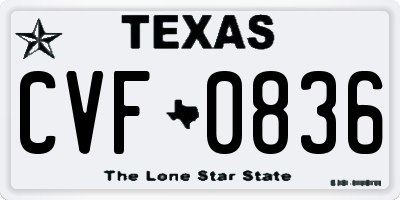 TX license plate CVF0836