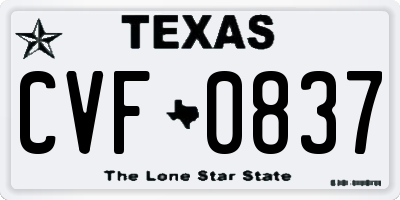 TX license plate CVF0837