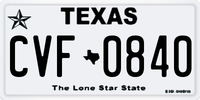 TX license plate CVF0840