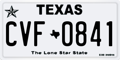 TX license plate CVF0841