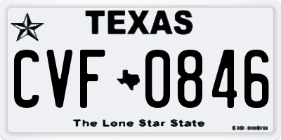 TX license plate CVF0846