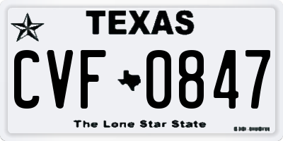 TX license plate CVF0847