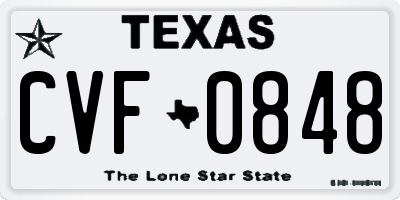 TX license plate CVF0848