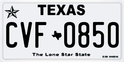 TX license plate CVF0850