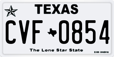 TX license plate CVF0854