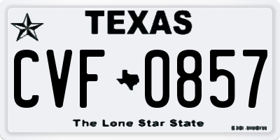 TX license plate CVF0857