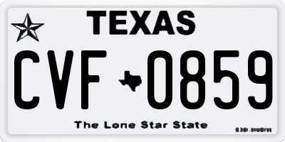 TX license plate CVF0859