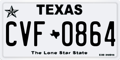 TX license plate CVF0864