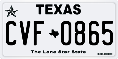 TX license plate CVF0865