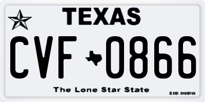 TX license plate CVF0866