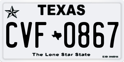 TX license plate CVF0867
