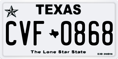 TX license plate CVF0868