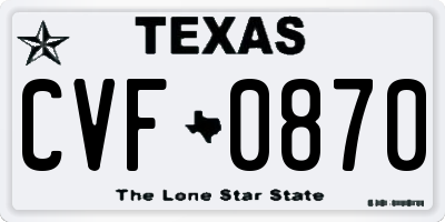 TX license plate CVF0870