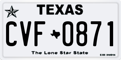 TX license plate CVF0871