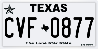 TX license plate CVF0877