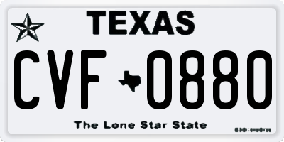 TX license plate CVF0880