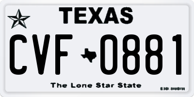 TX license plate CVF0881