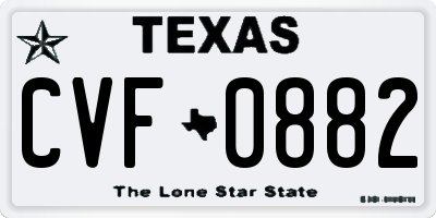 TX license plate CVF0882