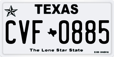TX license plate CVF0885