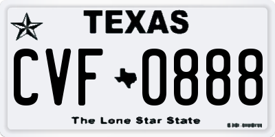 TX license plate CVF0888