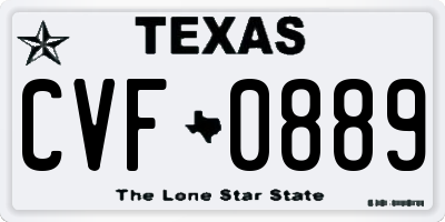 TX license plate CVF0889