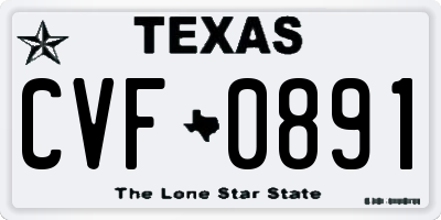 TX license plate CVF0891