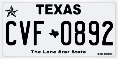 TX license plate CVF0892