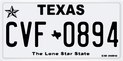 TX license plate CVF0894