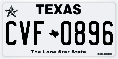 TX license plate CVF0896