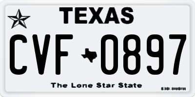 TX license plate CVF0897