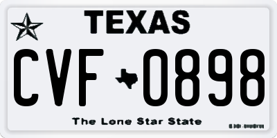 TX license plate CVF0898