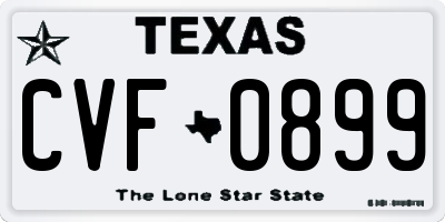 TX license plate CVF0899