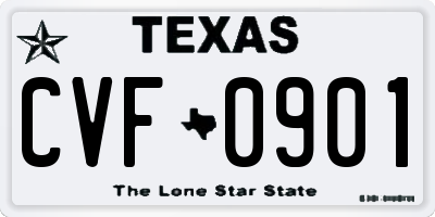 TX license plate CVF0901
