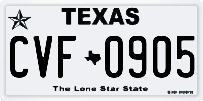 TX license plate CVF0905