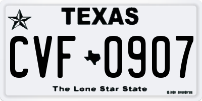 TX license plate CVF0907