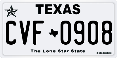 TX license plate CVF0908
