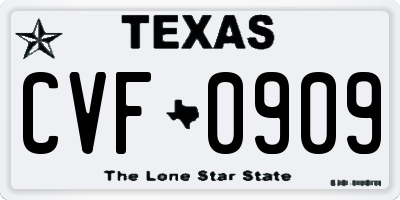 TX license plate CVF0909