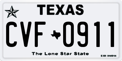 TX license plate CVF0911