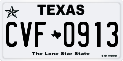 TX license plate CVF0913