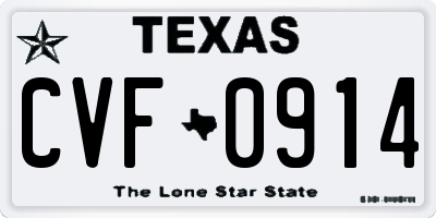 TX license plate CVF0914