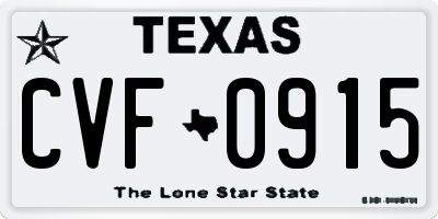 TX license plate CVF0915