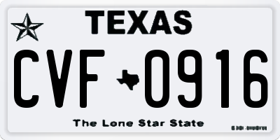 TX license plate CVF0916