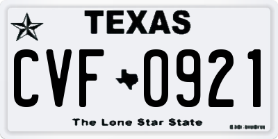 TX license plate CVF0921