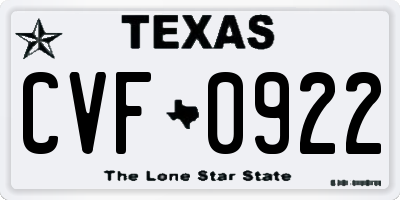 TX license plate CVF0922